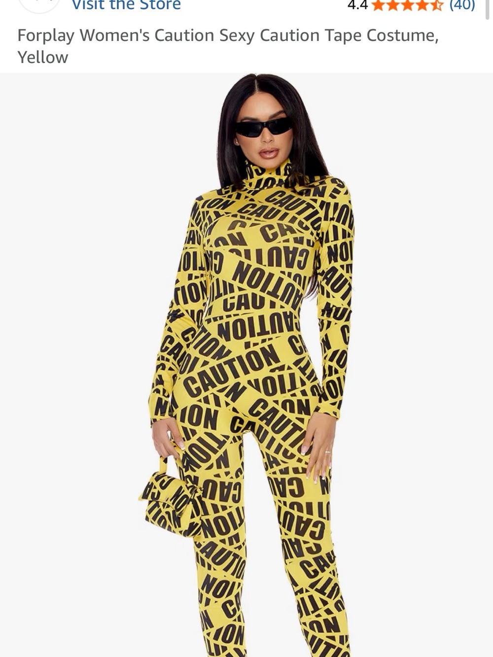 Forplay Yellow & Black 'CAUTION' Print Long-Sleeve Jumpsuit